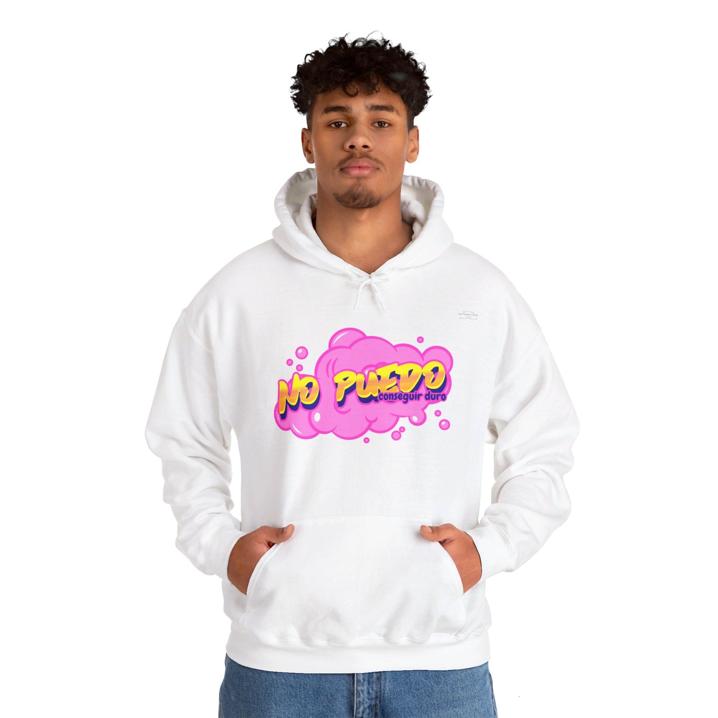 Spanish 'I can't get hard', Pink Graffiti - Unisex Heavy Blend Hoodie - Rude Translation Clothing