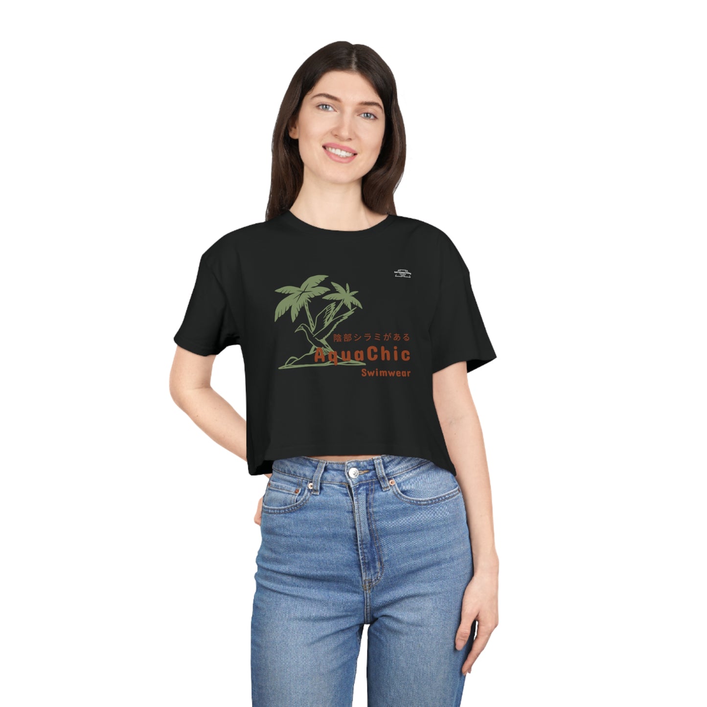 Bird - Women's Crop Tee, Japanese 'I have genital lice' (Crabs) - Rude Translation Clothing