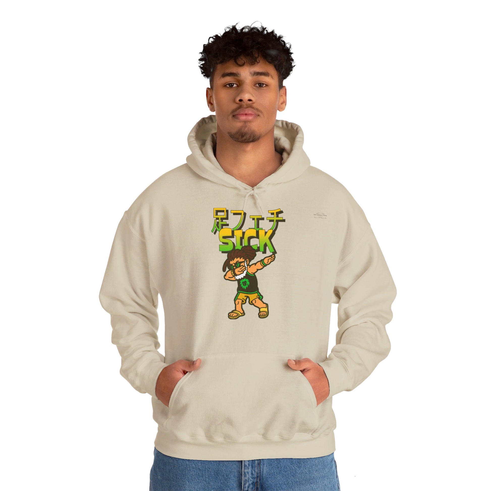 Japanese 'Sick foot fetish', Dabbing dreads dude - Unisex Heavy Blend Hoodie - Rude Translation Clothing