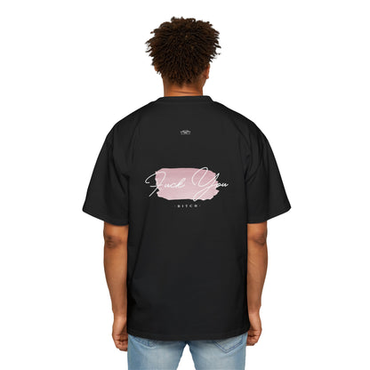 Pink - Men's Heavy Oversized Tee, English 'Fuck you bitch' - Rude Translation Clothing