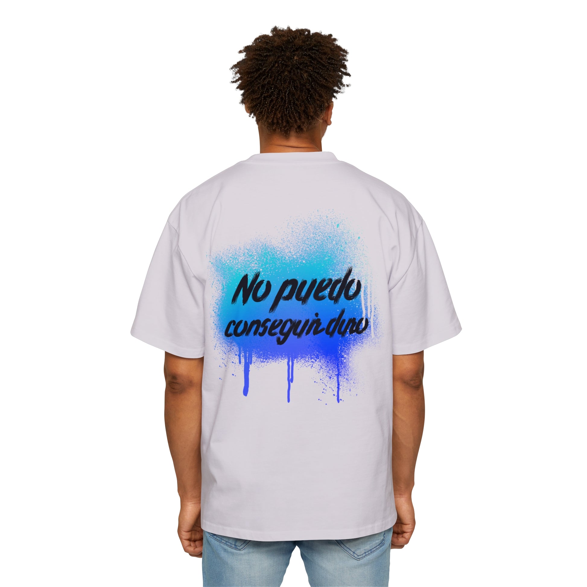 Men's Heavy Oversized Tee, Spanish "I can't get hard" - Rude Translation Clothing