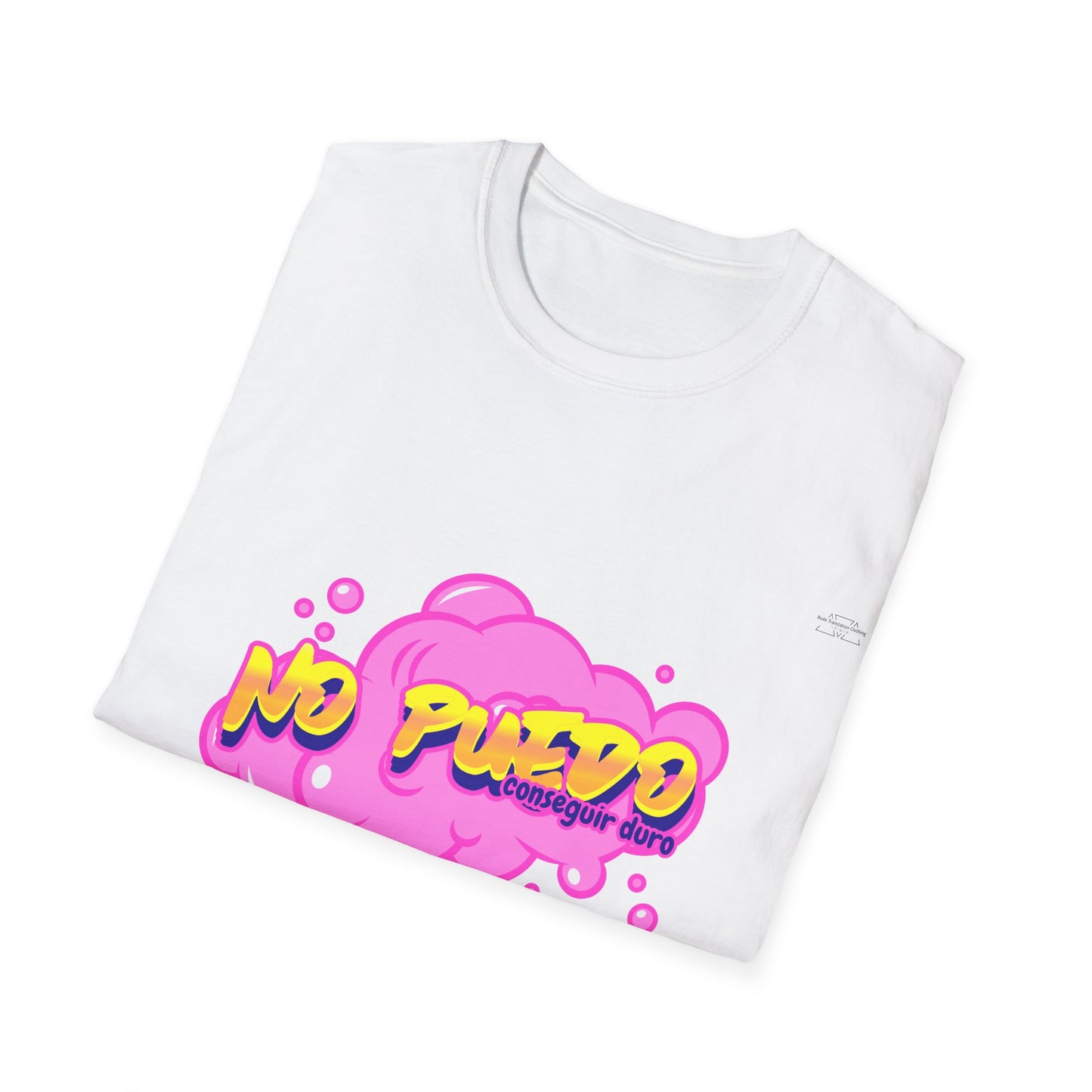 Yellow graffiti - Unisex Softstyle T-Shirt, Spanish 'I can't get hard' - Rude Translation Clothing