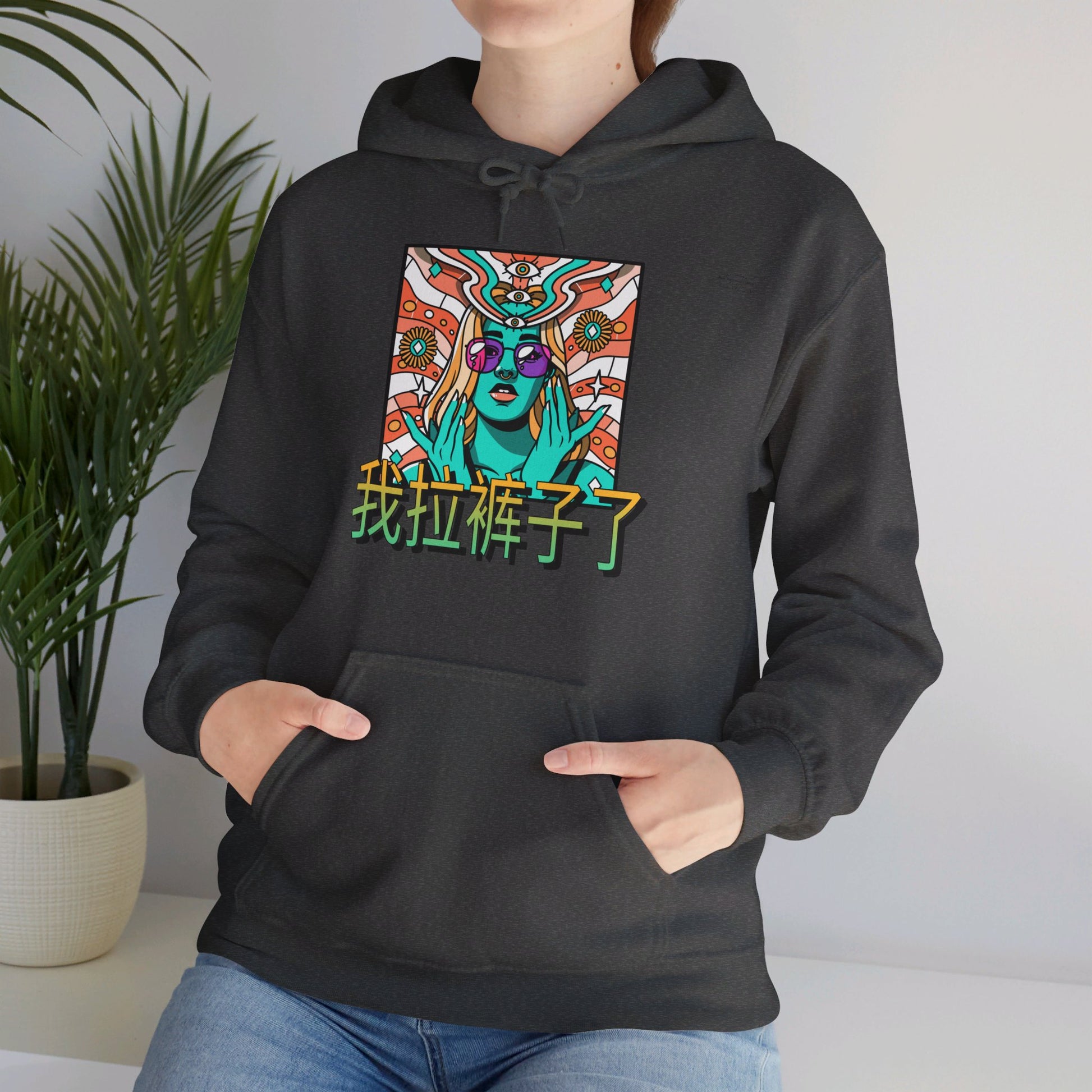 Chinese 'I shit my pants', Psychedelic Hippie - Unisex Heavy Blend Hoodie - Rude Translation Clothing