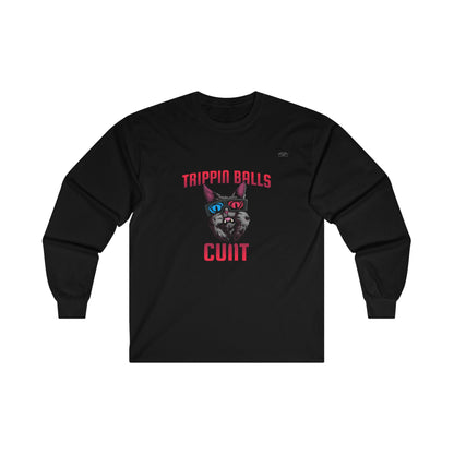 Cat - Unisex Cotton Long Sleeve. English 'Trippin balls cunt' - Rude Translation Clothing