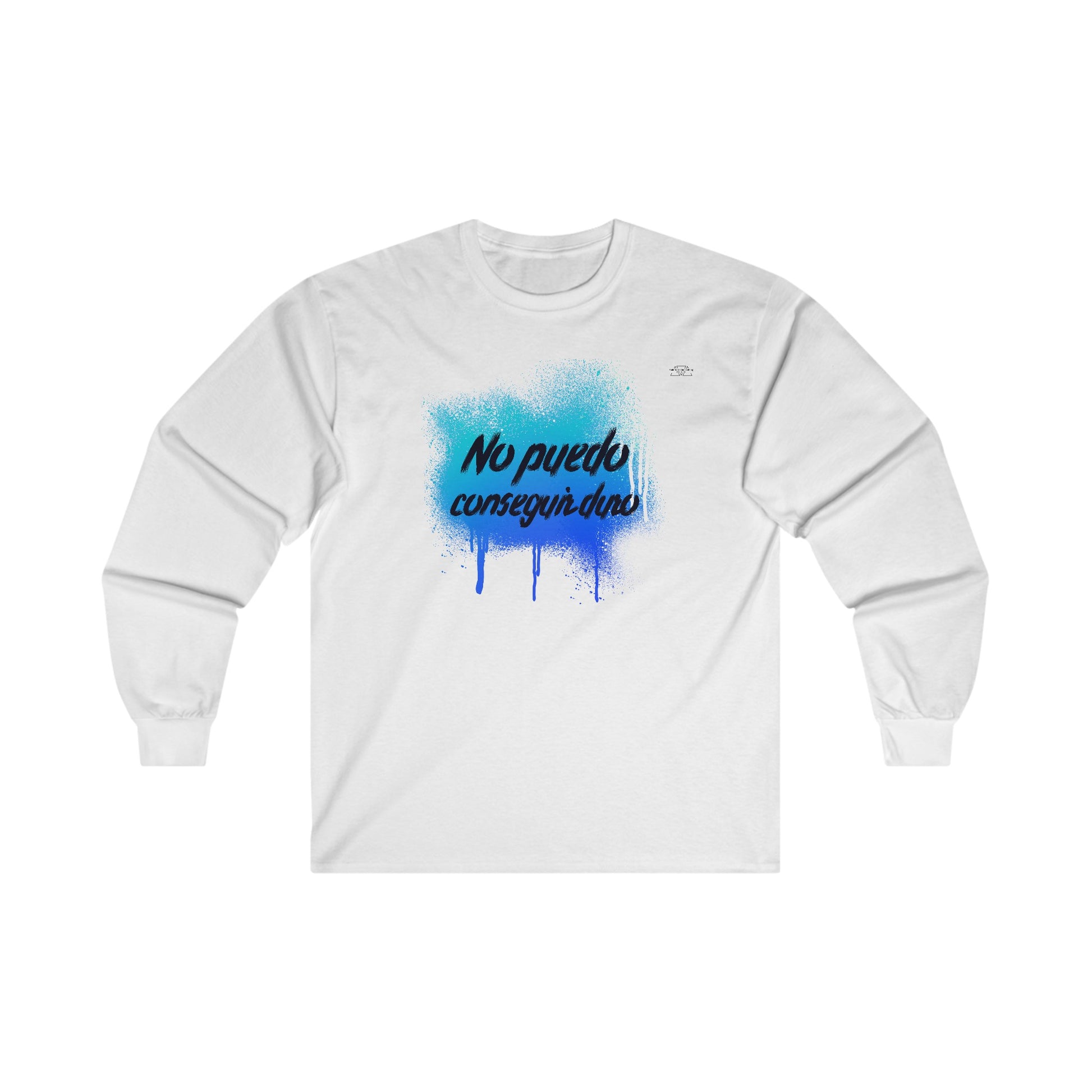 Blue graffiti - Unisex Cotton Long Sleeve. Spanish 'I can't get hard' - Rude Translation Clothing