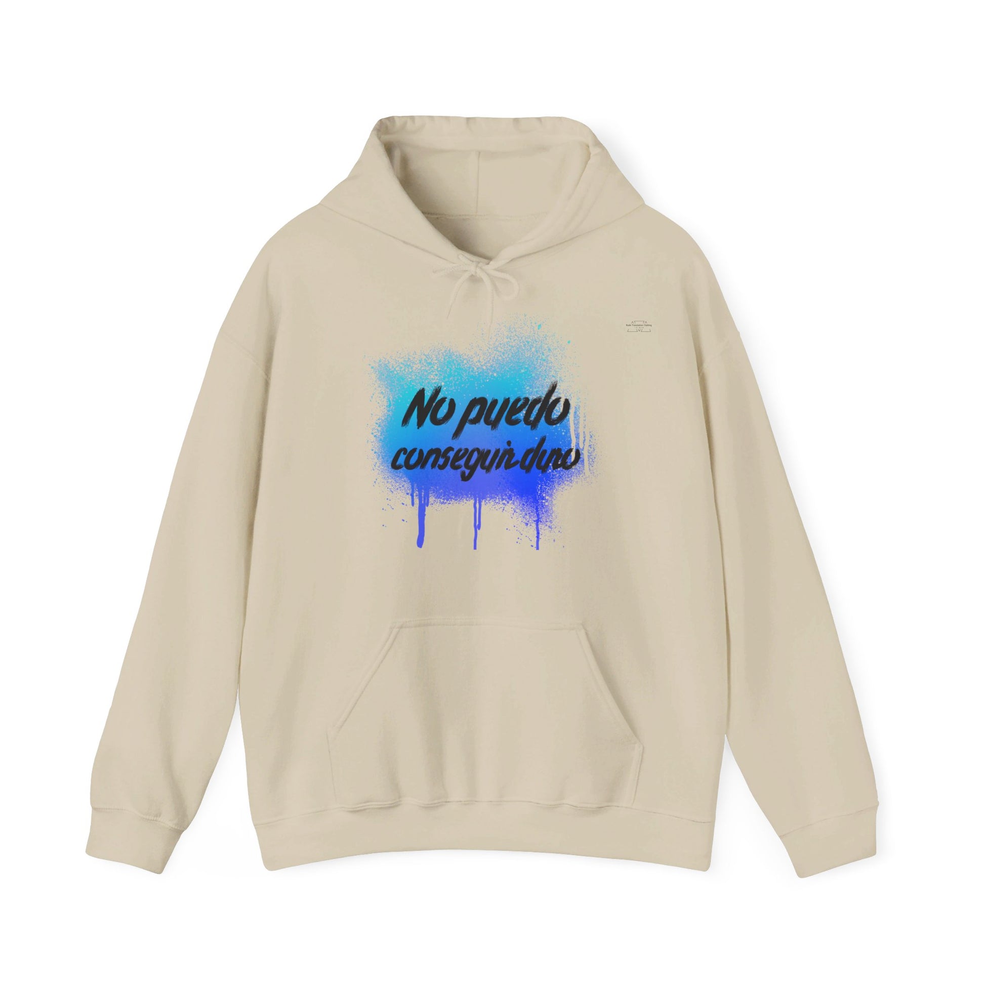 Spanish 'I can't get hard', Blue Graffiti - Unisex Heavy Blend Hoodie - Rude Translation Clothing