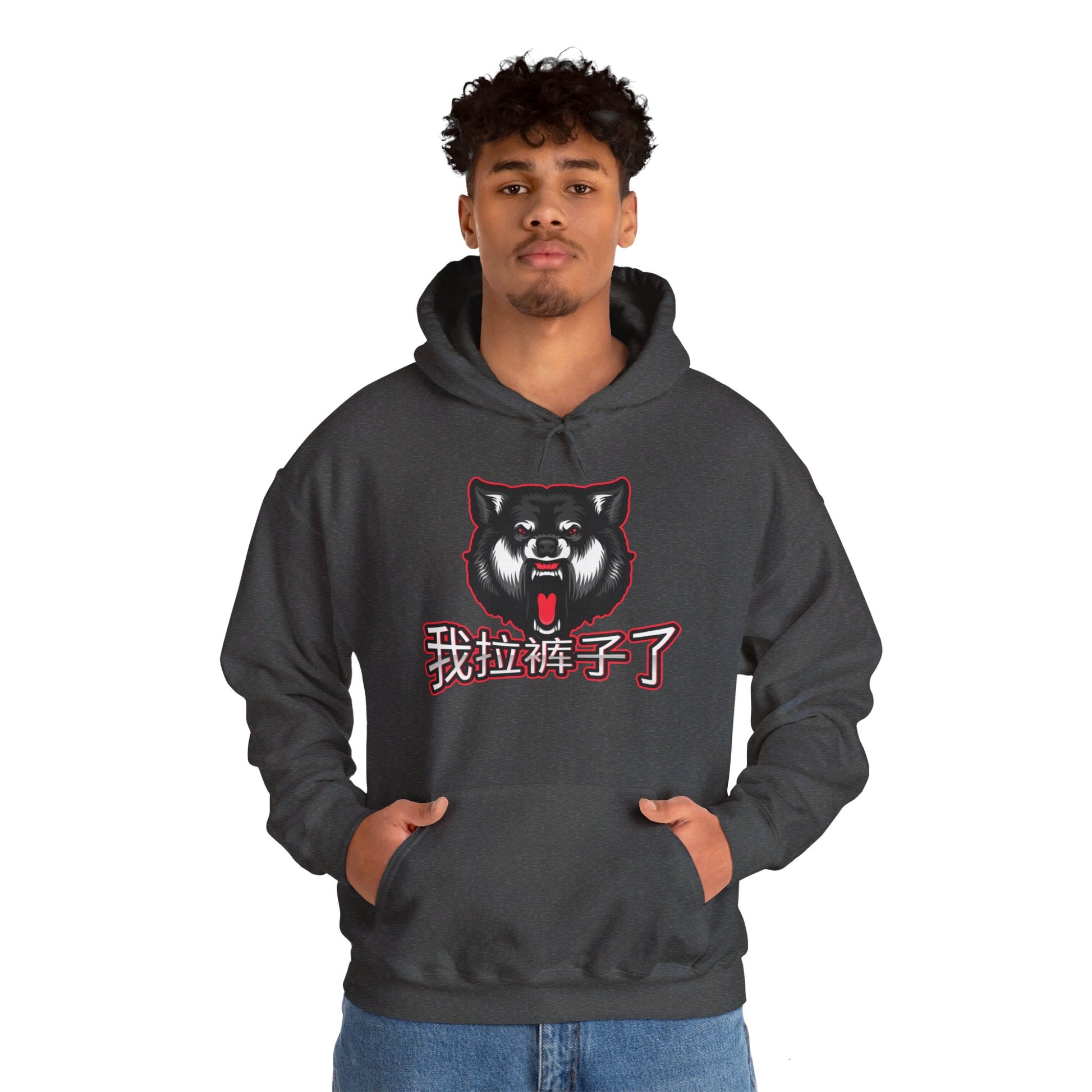 Chinese 'I shit my pants', Lone Wolf - Unisex Heavy Blend Hoodie - Rude Translation Clothing