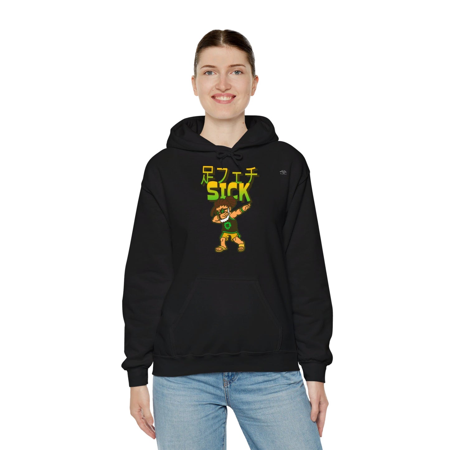 Japanese 'Sick foot fetish', Dabbing dreads dude - Unisex Heavy Blend Hoodie - Rude Translation Clothing