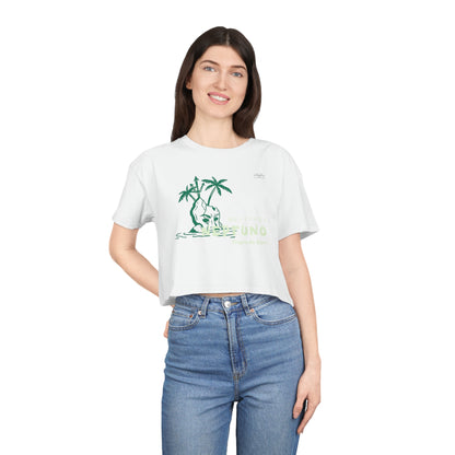 Island - Women's Crop Tee, Japanese 'I have genital lice' (Crabs) - Rude Translation Clothing