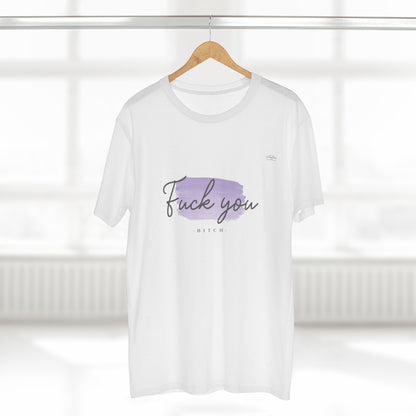 Purple - Men's Staple Tee, English 'Fuck you bitch' - Rude Translation Clothing