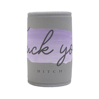 Purple - Stubby Cooler, English 'Fuck you bitch' - Rude Translation Clothing