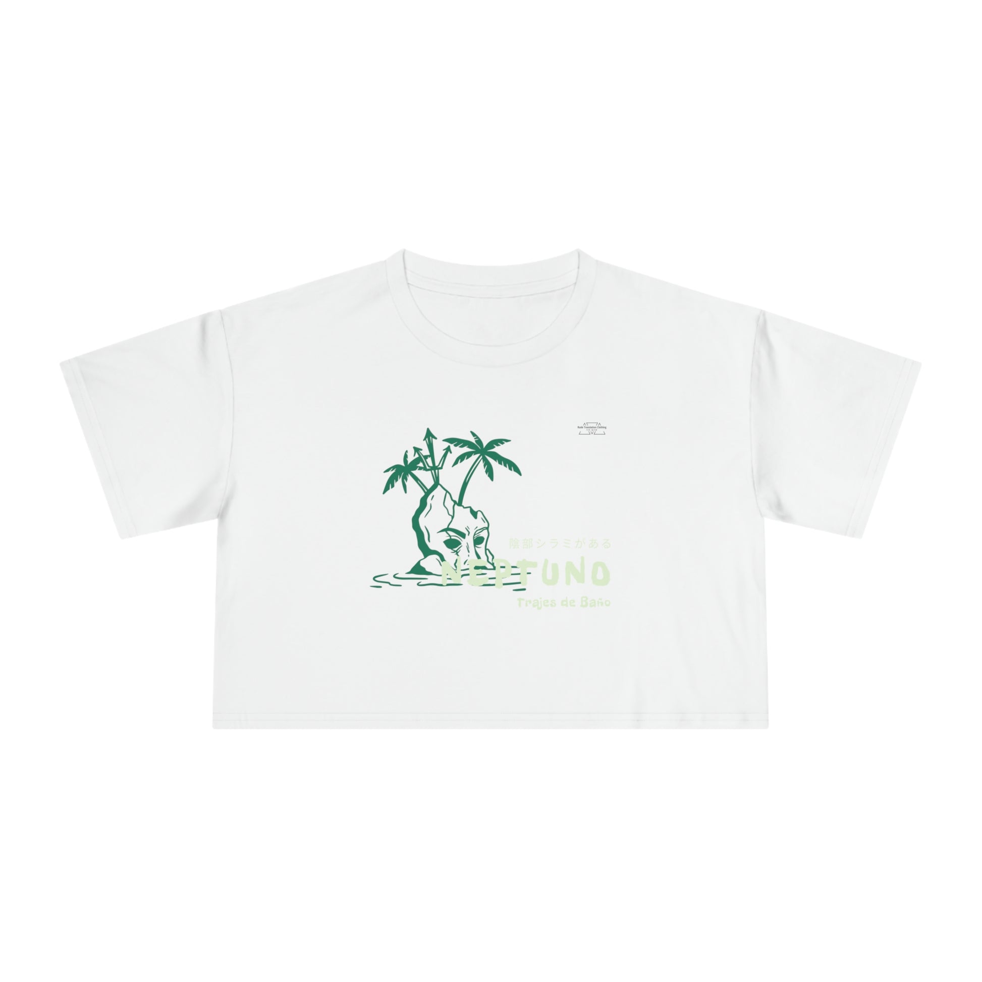 Island - Women's Crop Tee, Japanese 'I have genital lice' (Crabs) - Rude Translation Clothing