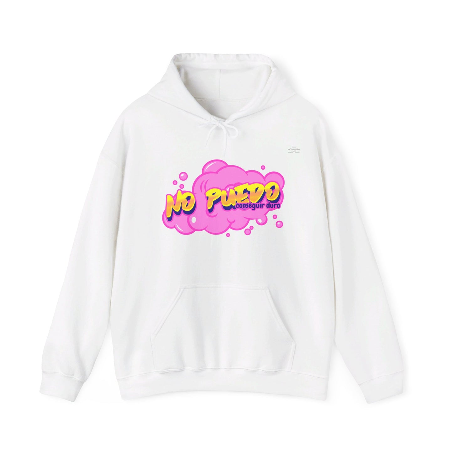 Spanish 'I can't get hard', Pink Graffiti - Unisex Heavy Blend Hoodie - Rude Translation Clothing