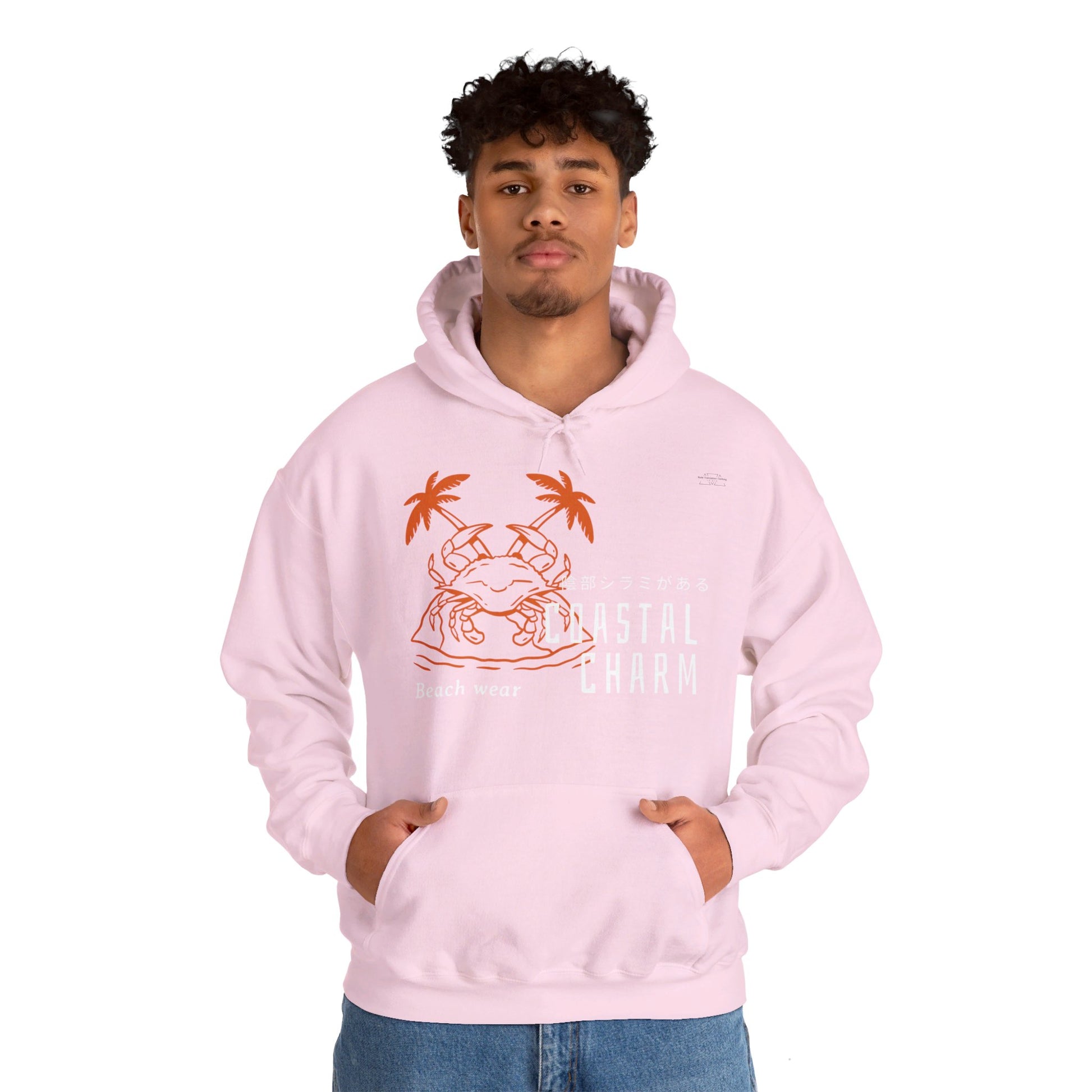 Japanese "I have genital lice" (Crabs), Orange Crab - Unisex Heavy Blend Hoodie - Rude Translation Clothing