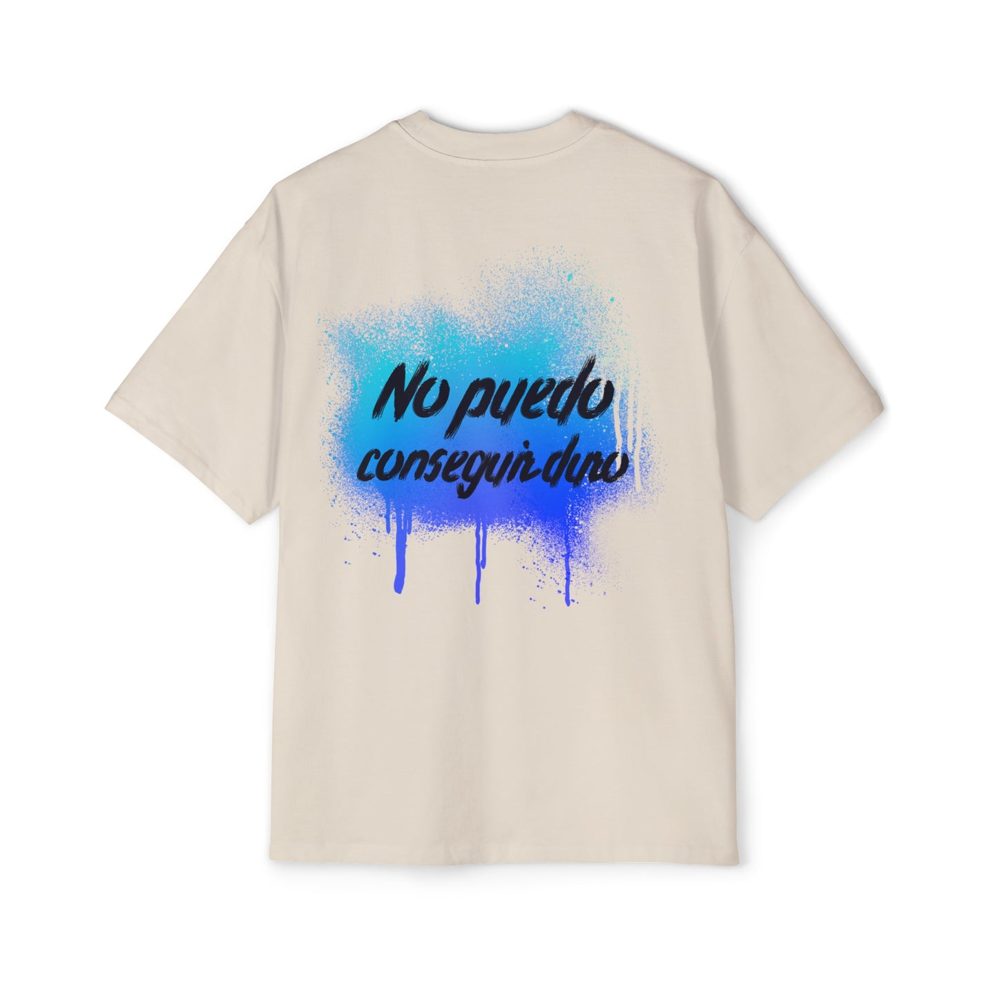 Men's Heavy Oversized Tee, Spanish "I can't get hard" - Rude Translation Clothing