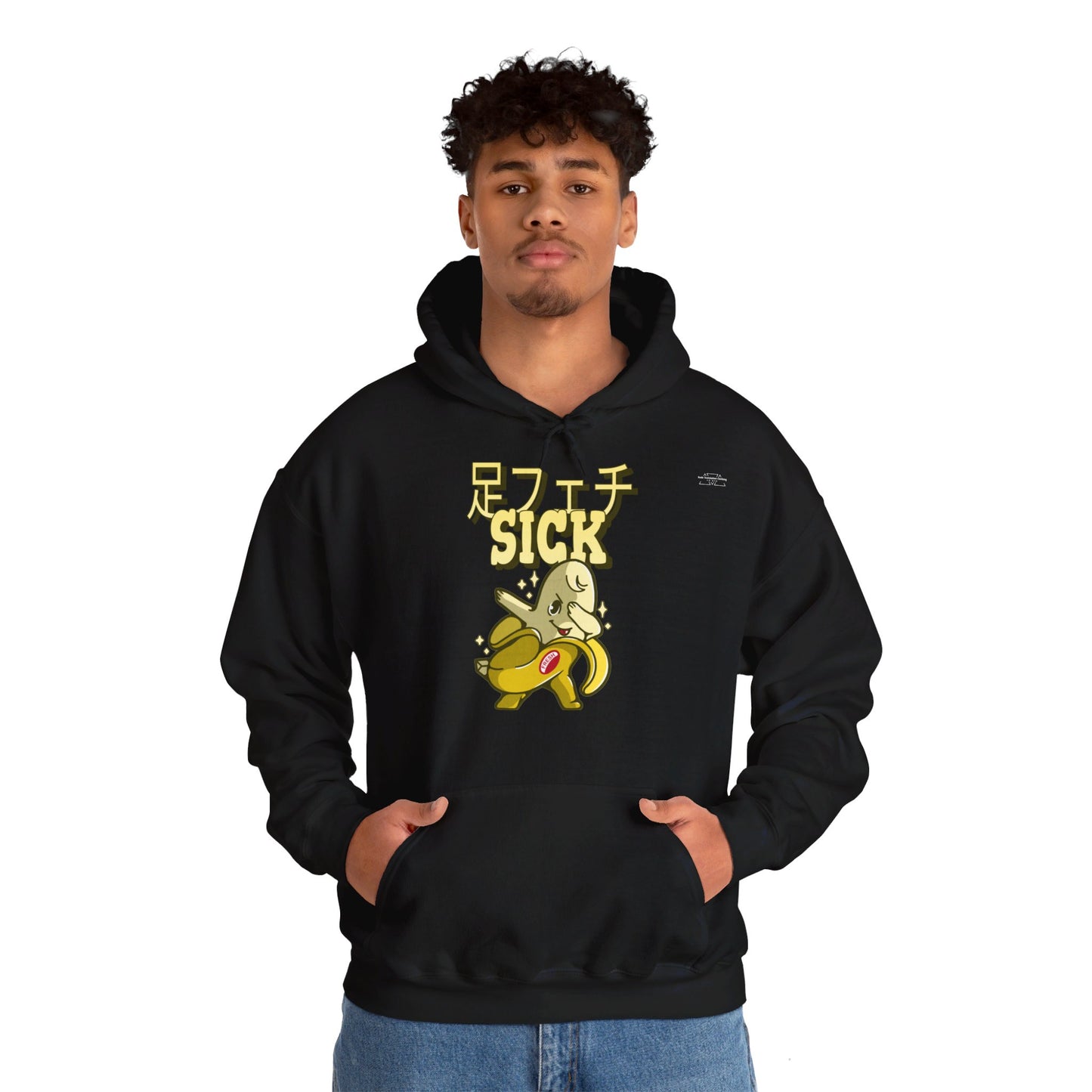 Japanese 'Sick foot fetish', Dabbing Banana - Unisex Heavy Blend Hoodie - Rude Translation Clothing