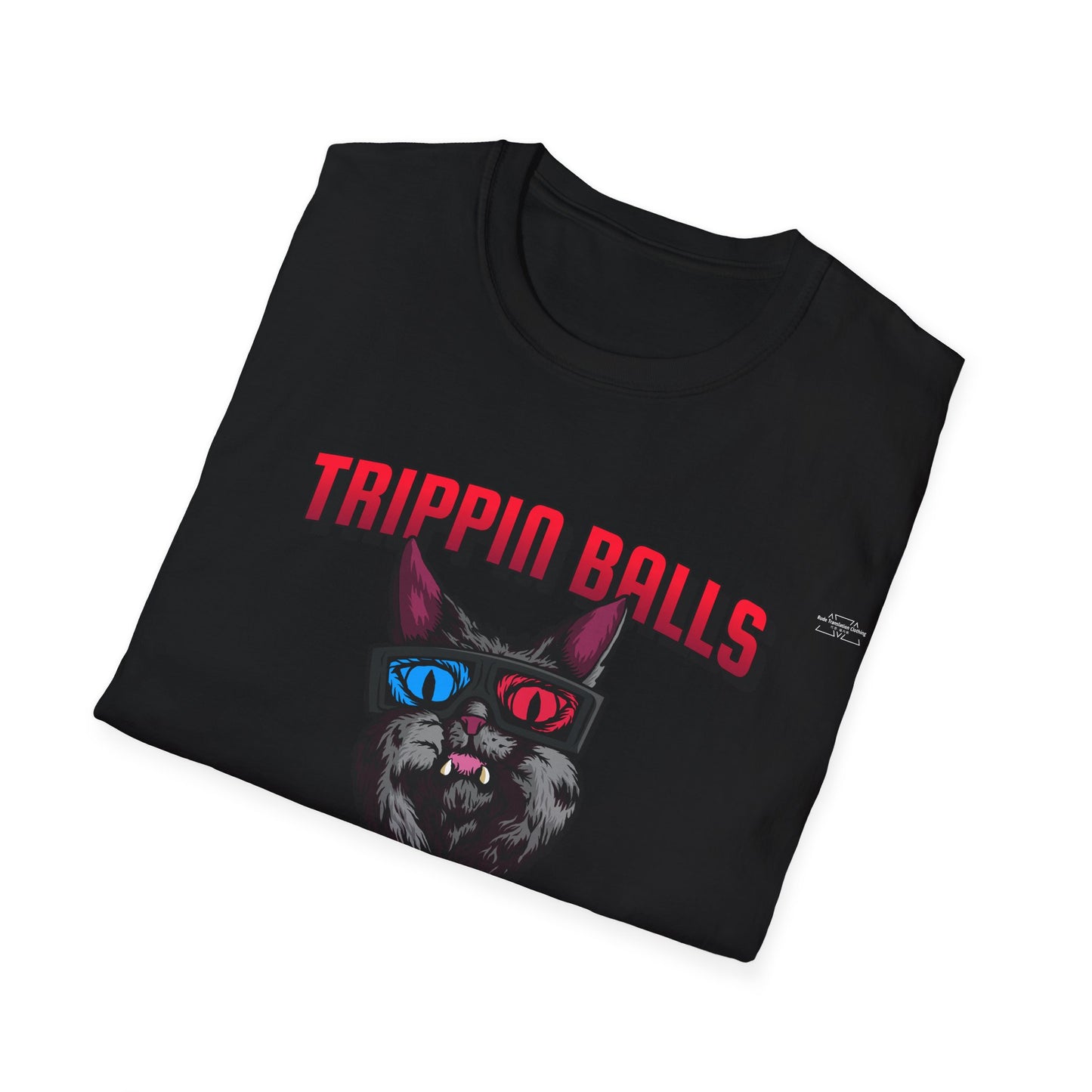 Cat - Unisex Softstyle T-Shirt, English 'Trippin balls cunt' - Rude Translation Clothing