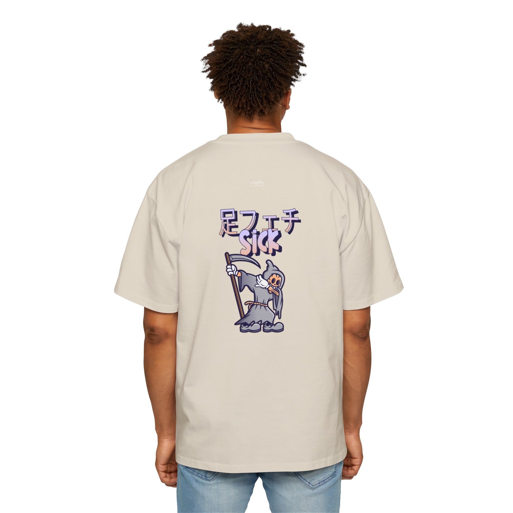 Reaper - Men's Heavy Oversized Tee, Japanese Sick 'Foot fetish' - Rude Translation Clothing