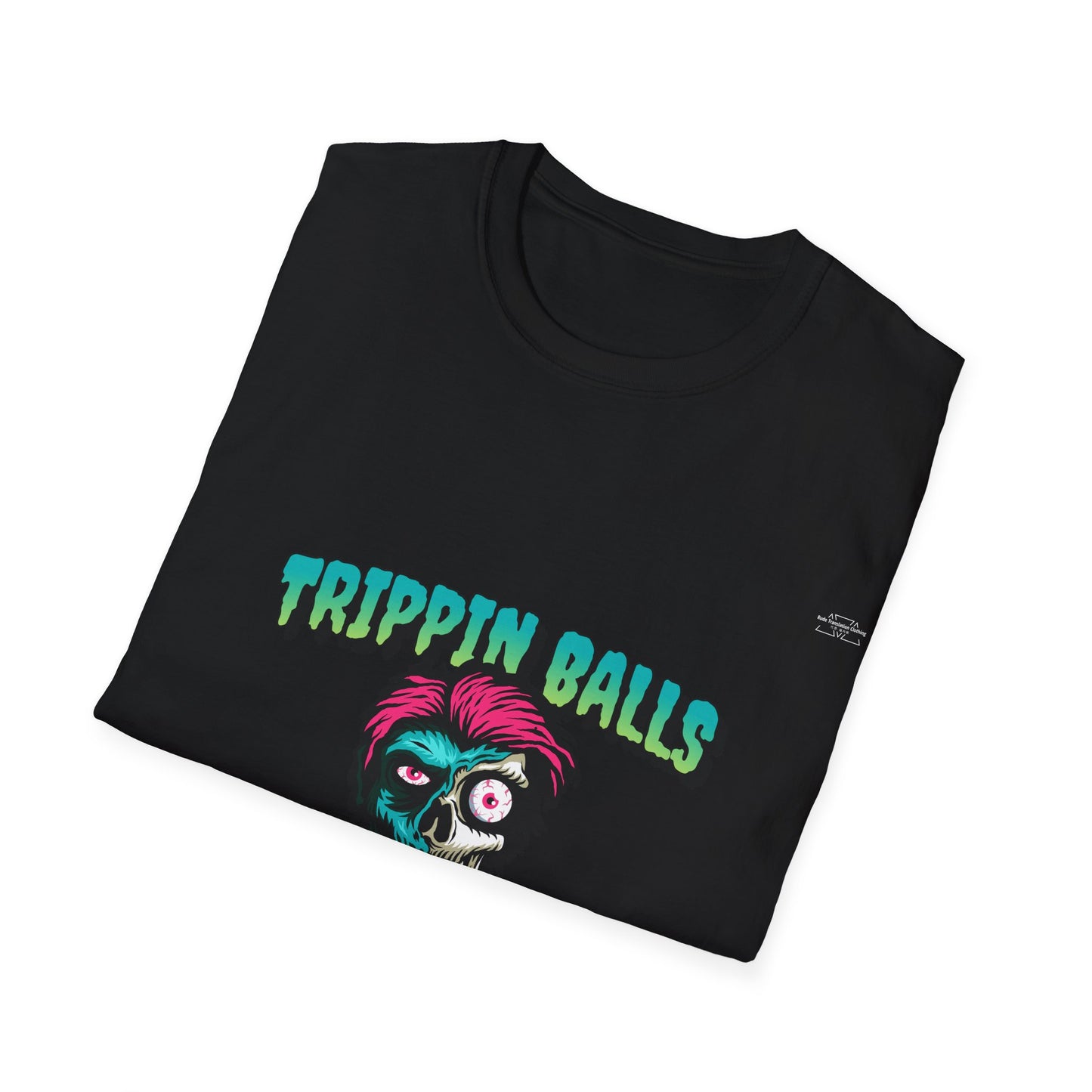 Skull - Unisex Softstyle T-Shirt, English 'Trippin balls cunt' - Rude Translation Clothing