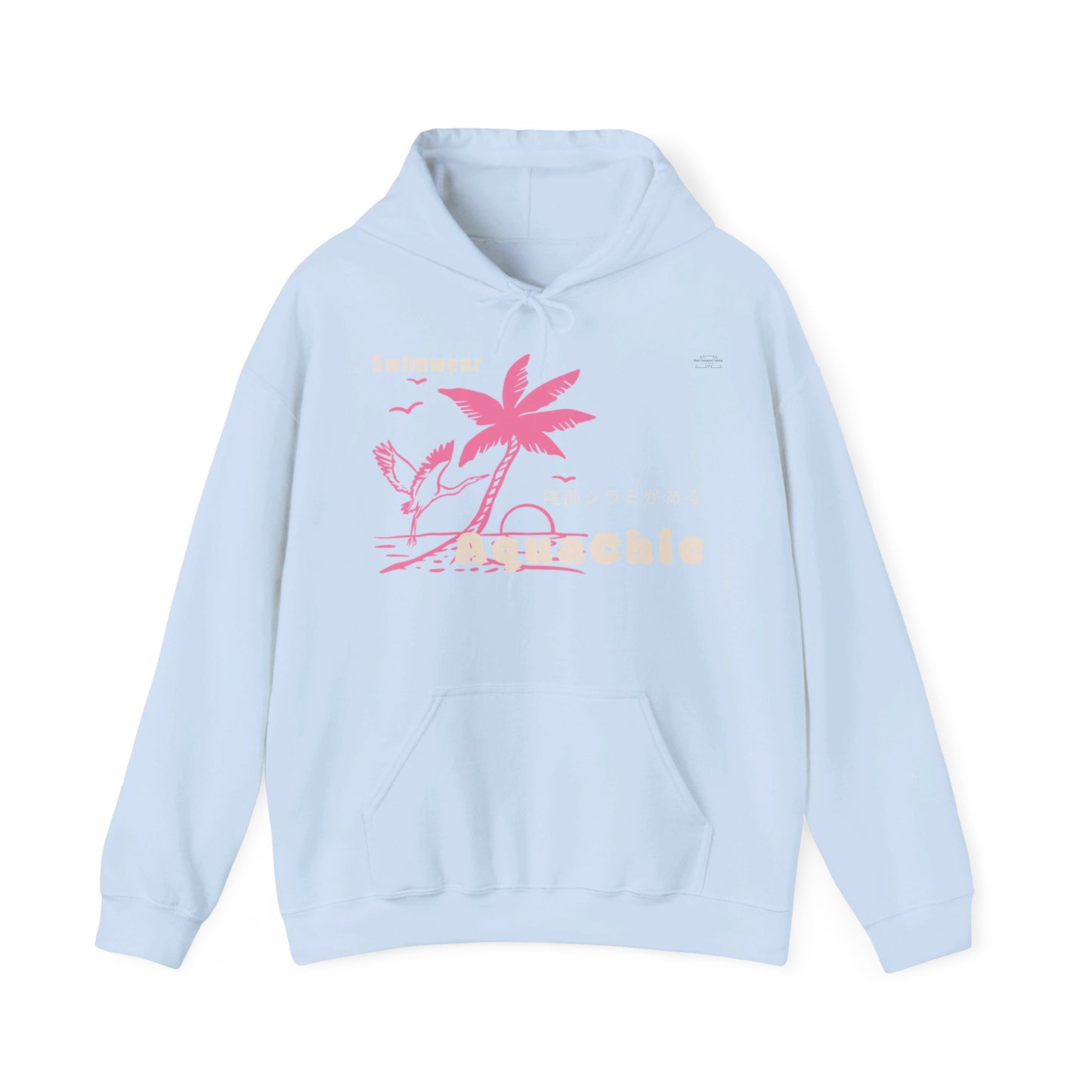 Japanese "I have genital lice" (Crabs), Pink Palm Tree Stork - Unisex Heavy Blend Hoodie - Rude Translation Clothing