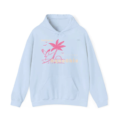 Japanese "I have genital lice" (Crabs), Pink Palm Tree Stork - Unisex Heavy Blend Hoodie - Rude Translation Clothing