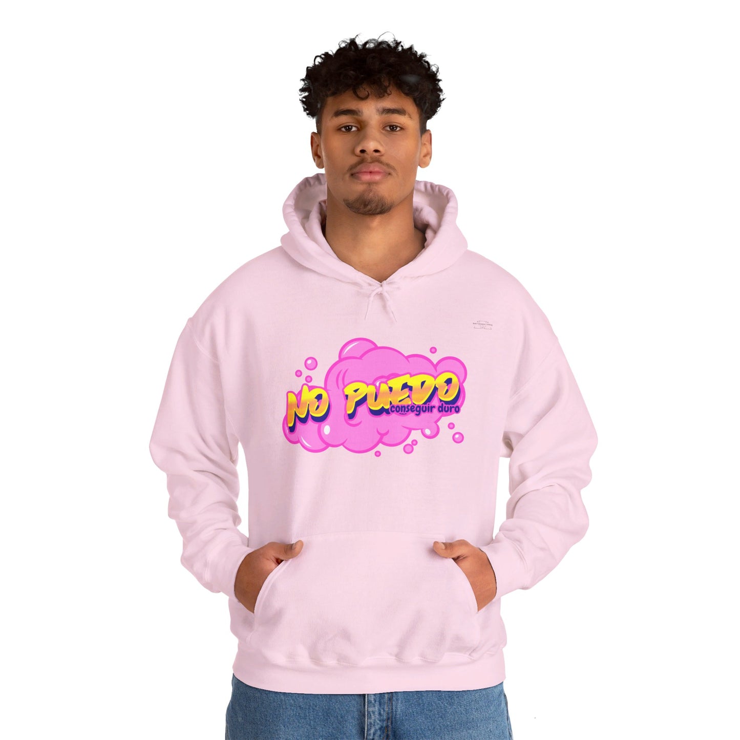 Spanish 'I can't get hard', Pink Graffiti - Unisex Heavy Blend Hoodie - Rude Translation Clothing