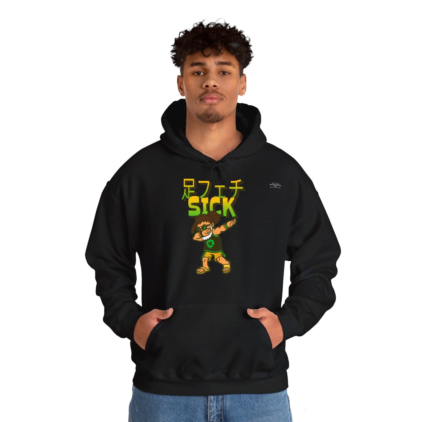 Japanese 'Sick foot fetish', Dabbing dreads dude - Unisex Heavy Blend Hoodie - Rude Translation Clothing