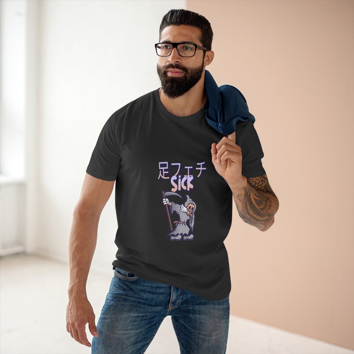 Reaper - Men's Staple Tee, Japanese Sick 'Foot fetish' - Rude Translation Clothing