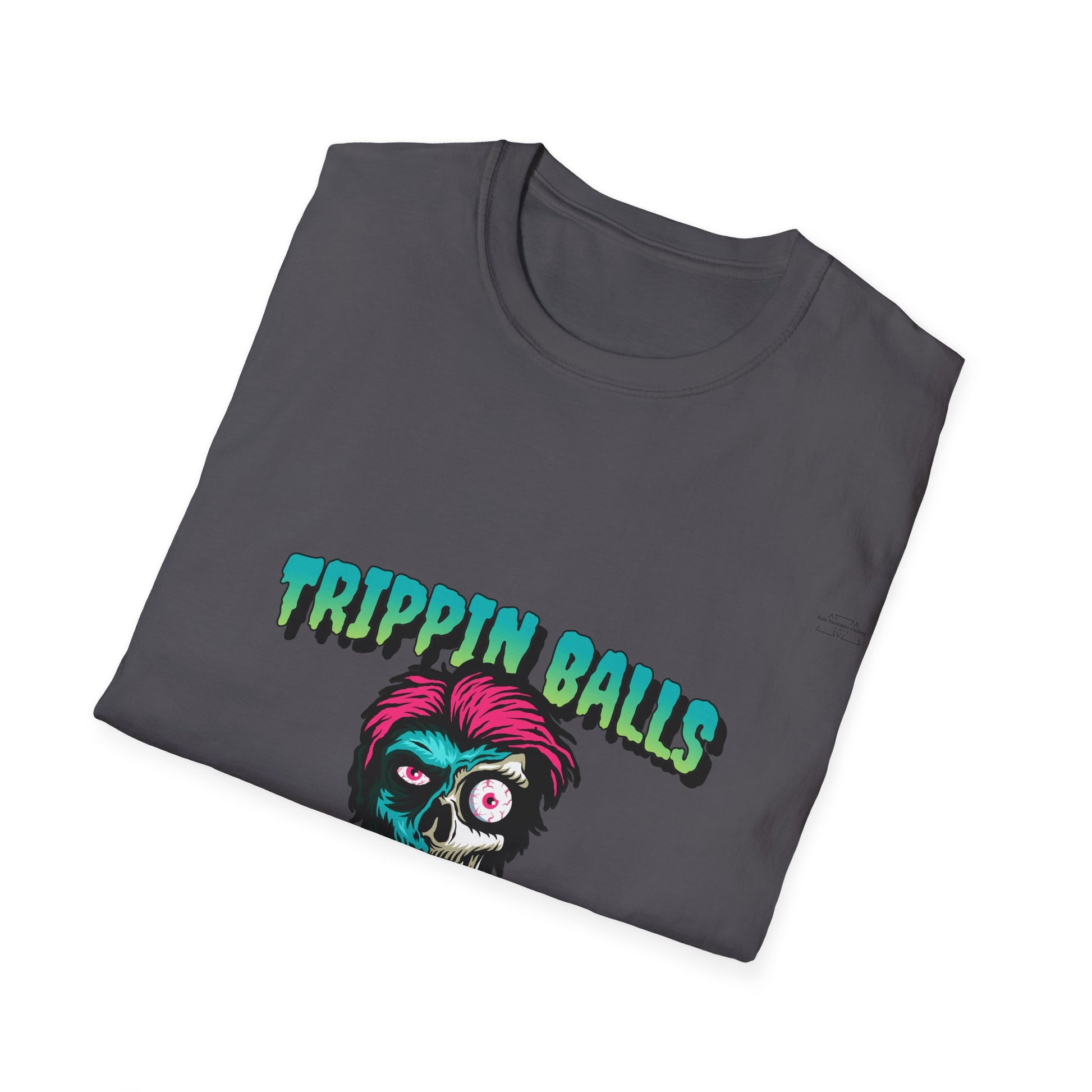 Skull - Unisex Softstyle T-Shirt, English 'Trippin balls cunt' - Rude Translation Clothing