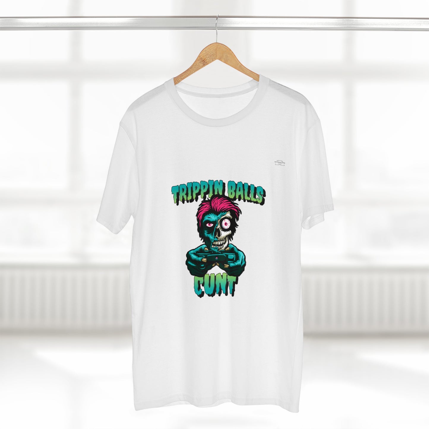 Skull - Men's Staple Tee, English 'Trippin balls cunt' - Rude Translation Clothing