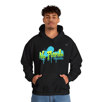 Spanish 'I can't get hard', Green Graffiti - Unisex Heavy Blend Hoodie - Rude Translation Clothing