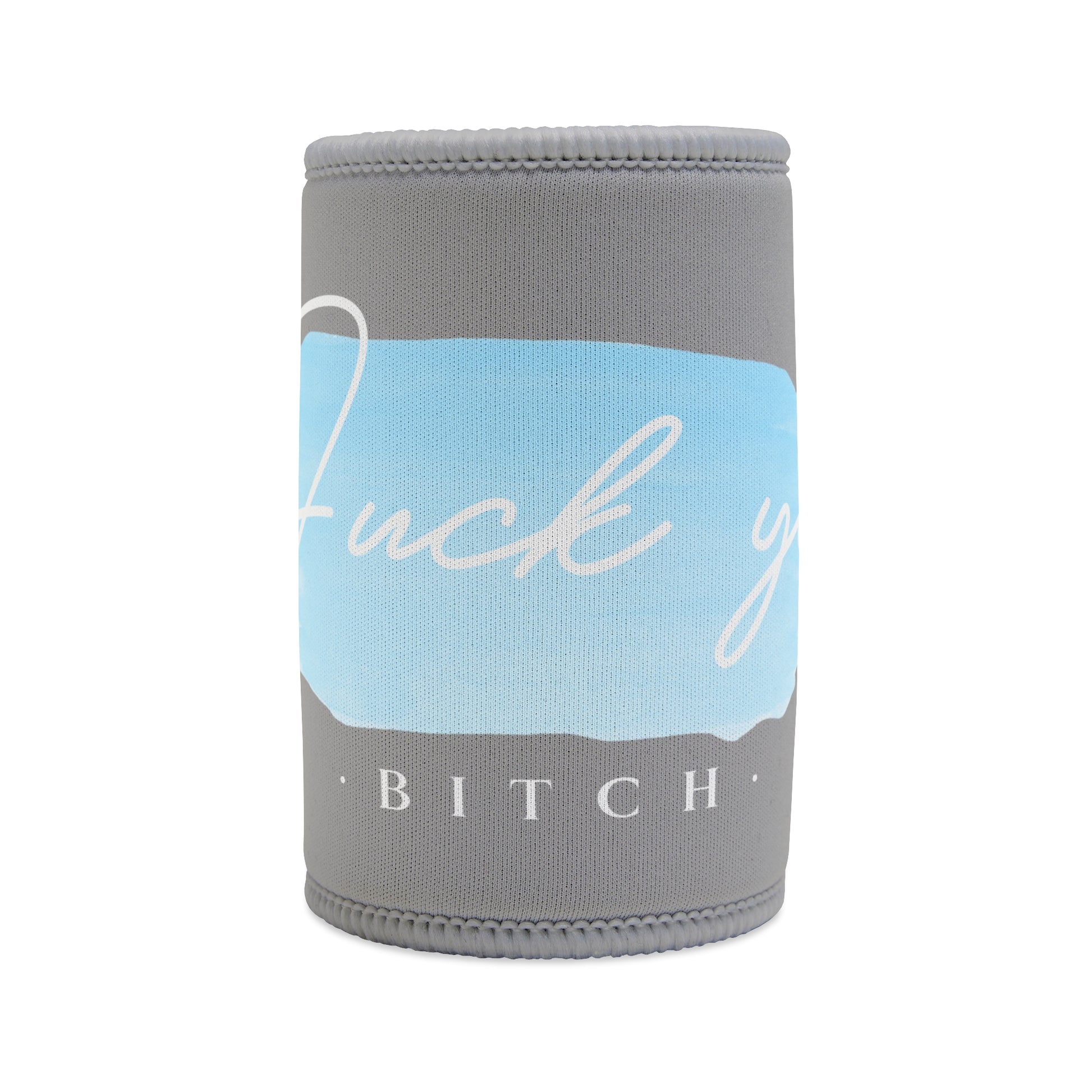 Blue - Stubby Cooler, English 'Fuck you bitch' - Rude Translation Clothing