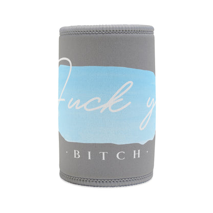 Blue - Stubby Cooler, English 'Fuck you bitch' - Rude Translation Clothing