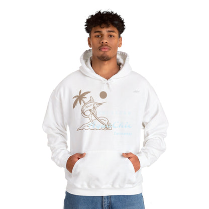 Japanese "I have genital lice" (Crabs), Brown Marlin - Unisex Heavy Blend Hoodie - Rude Translation Clothing