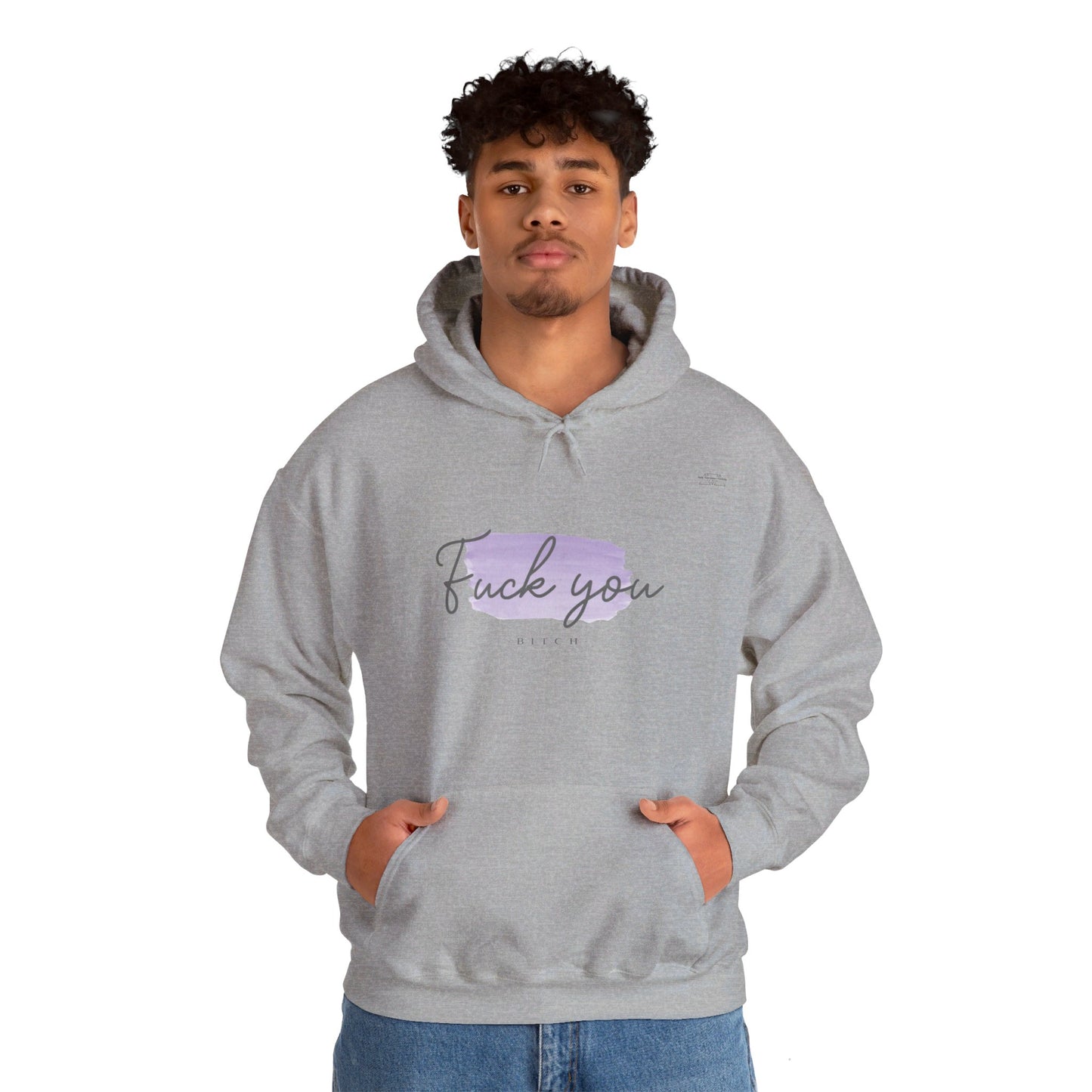 English 'Fuck you bitch', Purple - Unisex Heavy Blend Hoodie - Rude Translation Clothing