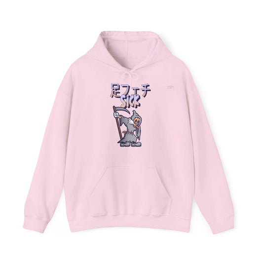 Japanese 'Sick foot fetish', Dabbing Grim Reaper - Unisex Heavy Blend Hoodie - Rude Translation Clothing