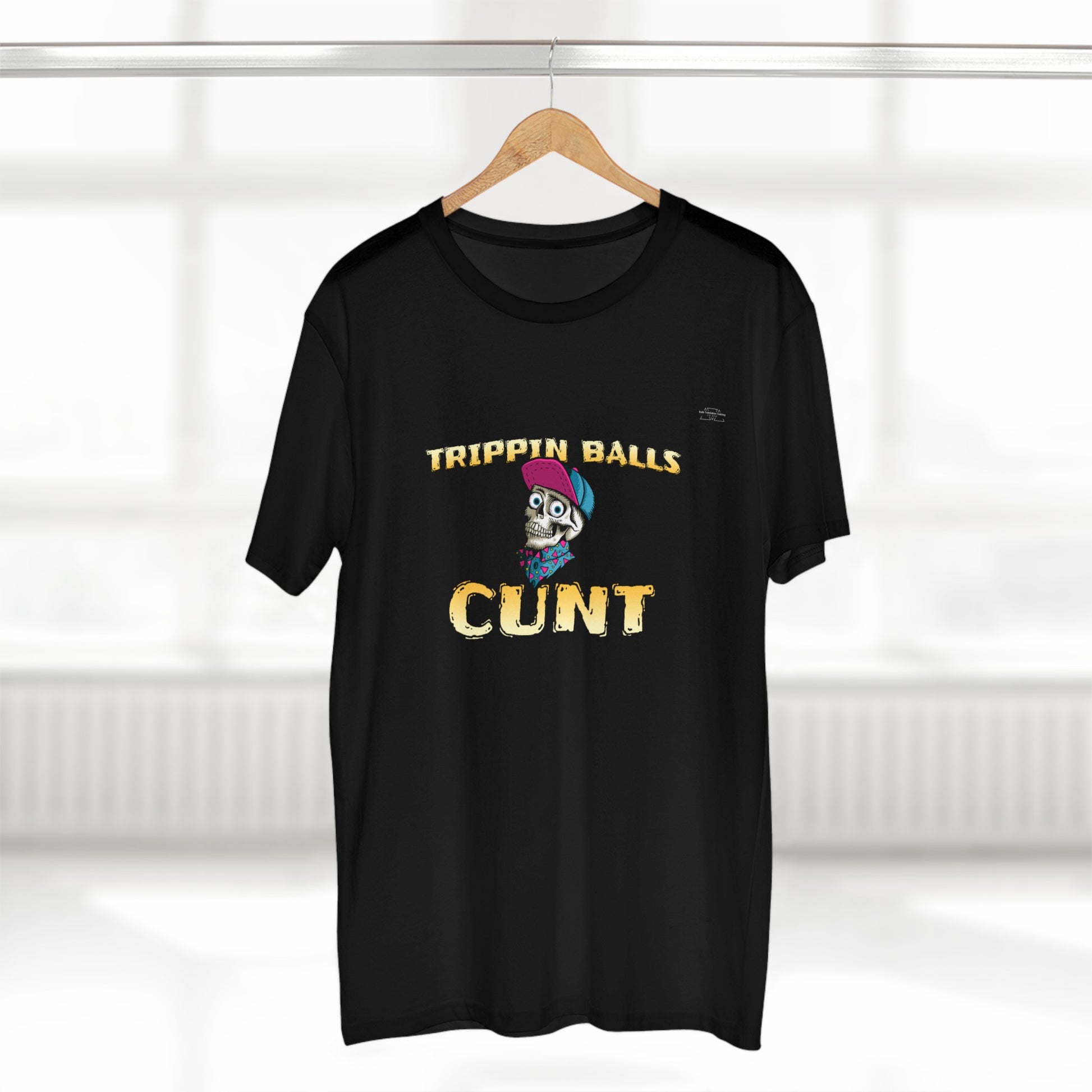 Cap - Men's Staple Tee, English 'Trippin balls cunt' - Rude Translation Clothing