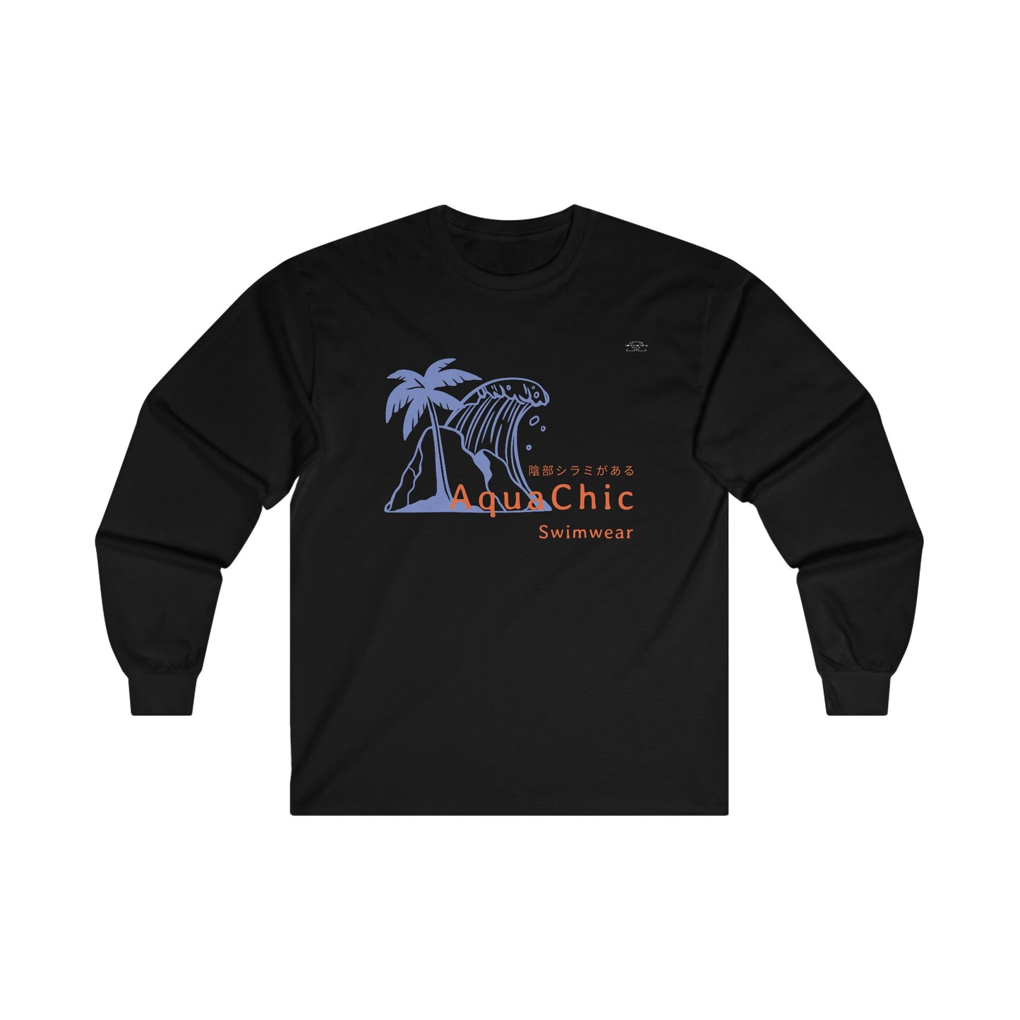 Wave - Unisex Cotton Long Sleeve. Japanese 'I have genital lice' (Crabs) - Rude Translation Clothing