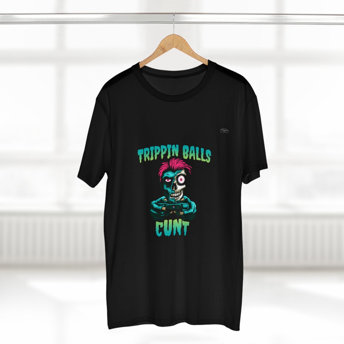 Skull - Men's Staple Tee, English 'Trippin balls cunt' - Rude Translation Clothing