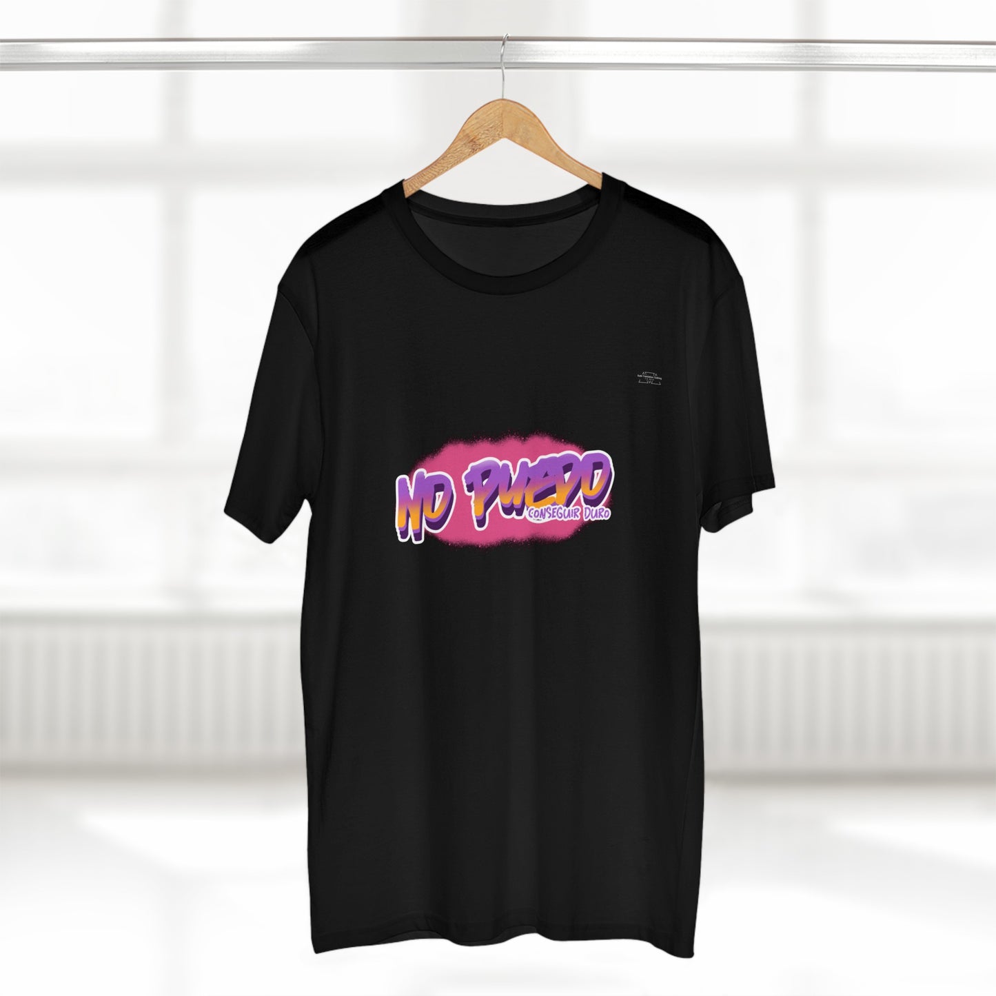 Pink graffiti- Men's Staple Tee, Spanish 'I can't get hard' - Rude Translation Clothing