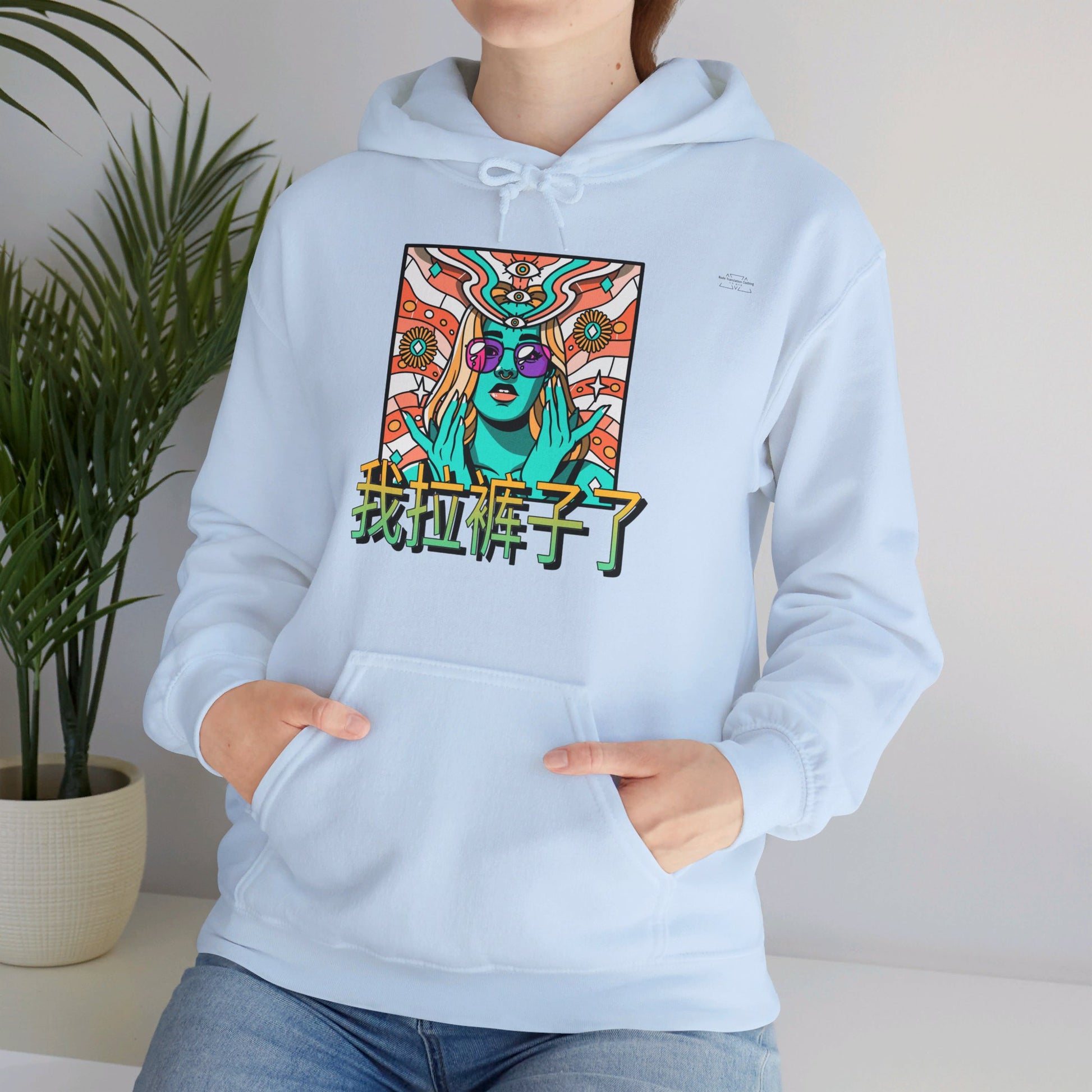 Chinese 'I shit my pants', Psychedelic Hippie - Unisex Heavy Blend Hoodie - Rude Translation Clothing