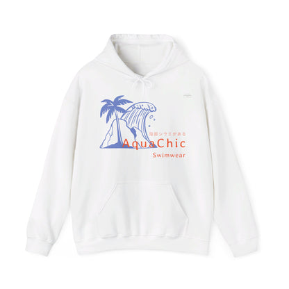 Japanese "I have genital lice" (Crabs), Blue Wave - Unisex Heavy Blend Hoodie - Rude Translation Clothing