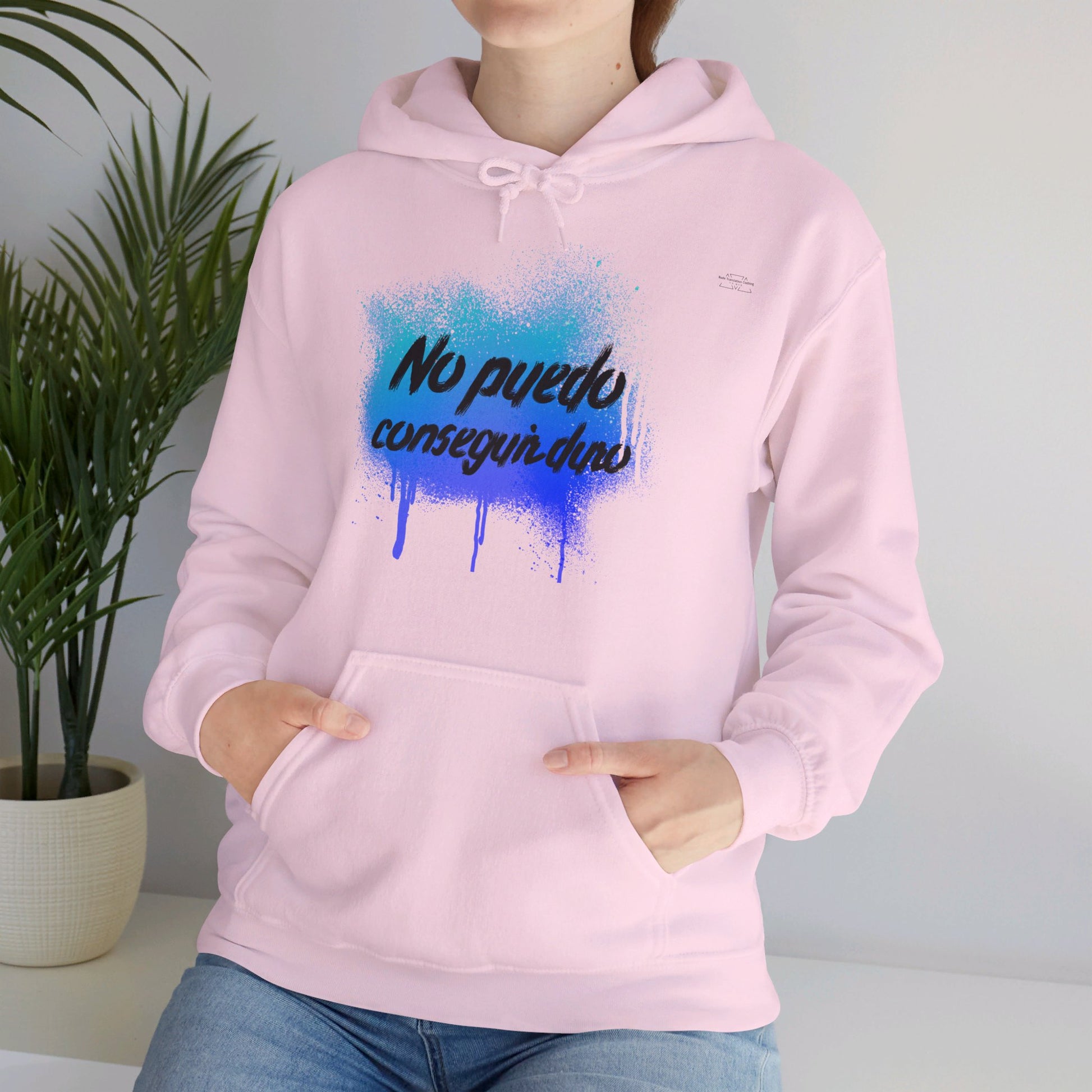 Spanish 'I can't get hard', Blue Graffiti - Unisex Heavy Blend Hoodie - Rude Translation Clothing