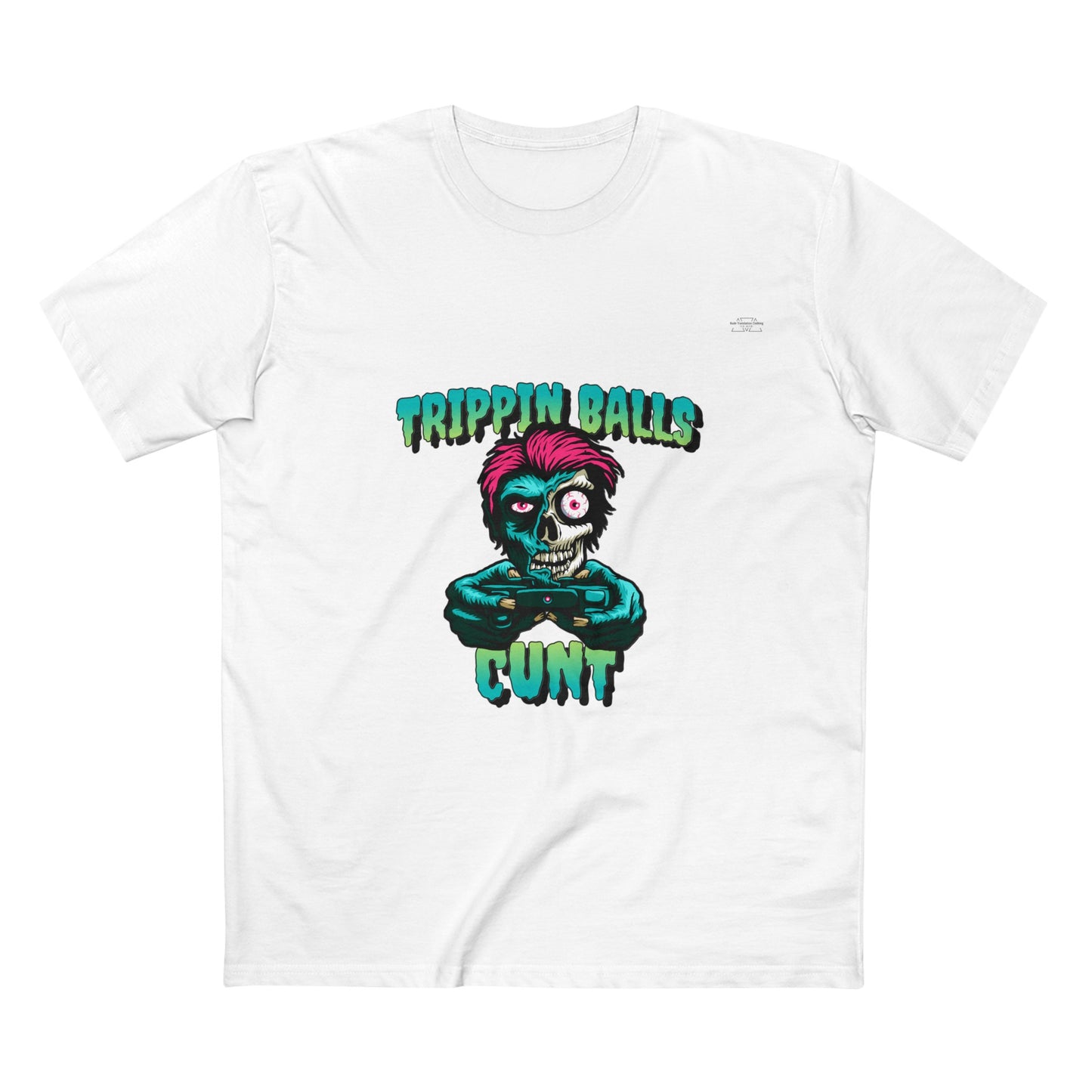 Skull - Men's Staple Tee, English 'Trippin balls cunt' - Rude Translation Clothing