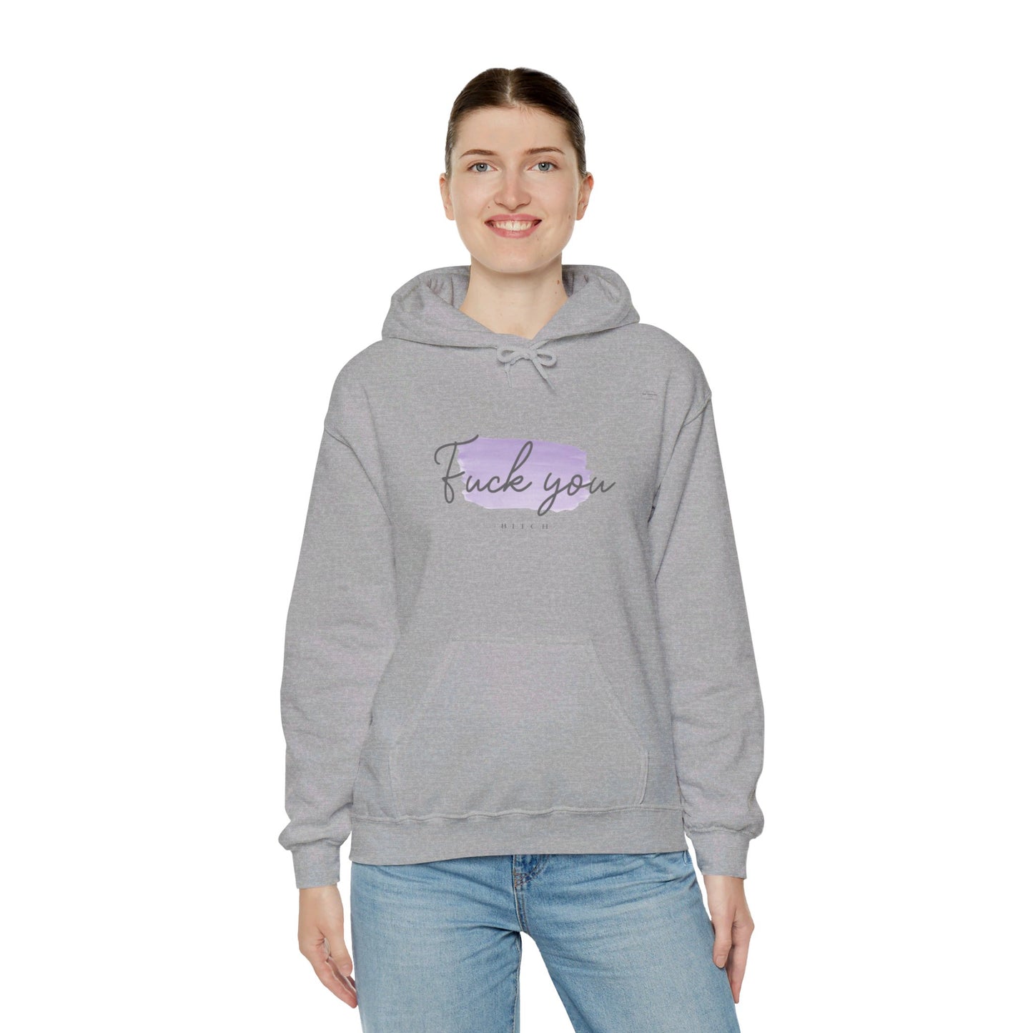 English 'Fuck you bitch', Purple - Unisex Heavy Blend Hoodie - Rude Translation Clothing