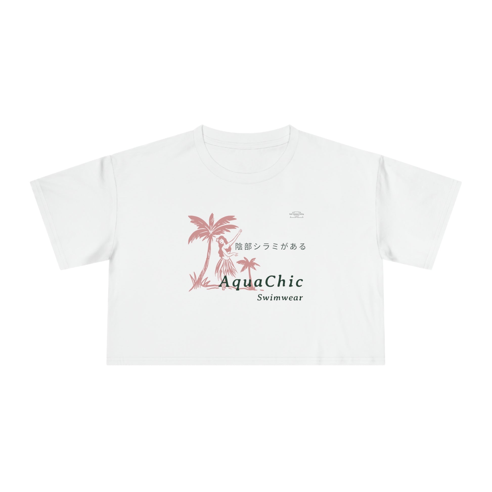 Lady - Women's Crop Tee, Japanese 'I have genital lice' (Crabs) - Rude Translation Clothing