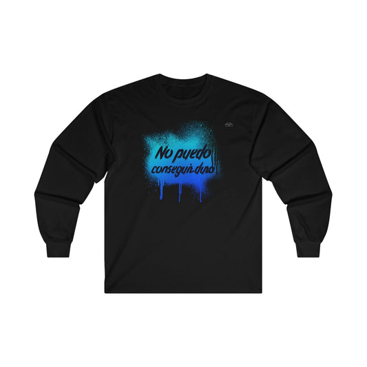 Blue graffiti - Unisex Cotton Long Sleeve. Spanish 'I can't get hard' - Rude Translation Clothing