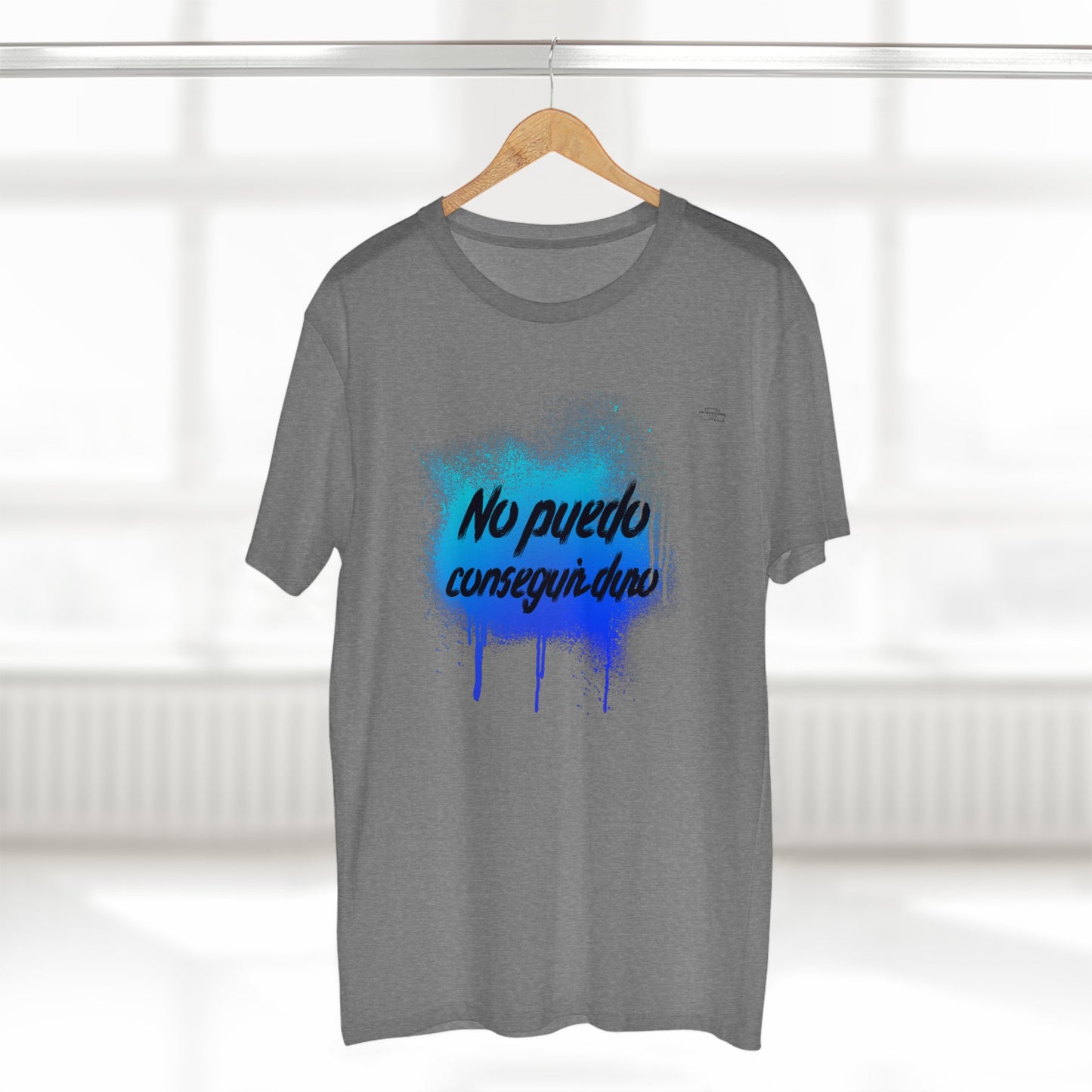 Blue graffiti- Men's Staple Tee, Spanish 'I can't get hard' - Rude Translation Clothing