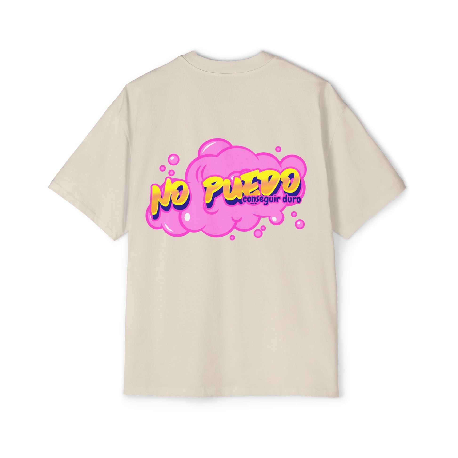 Men's Heavy Oversized Tee, Spanish "I can't get hard" - Rude Translation Clothing