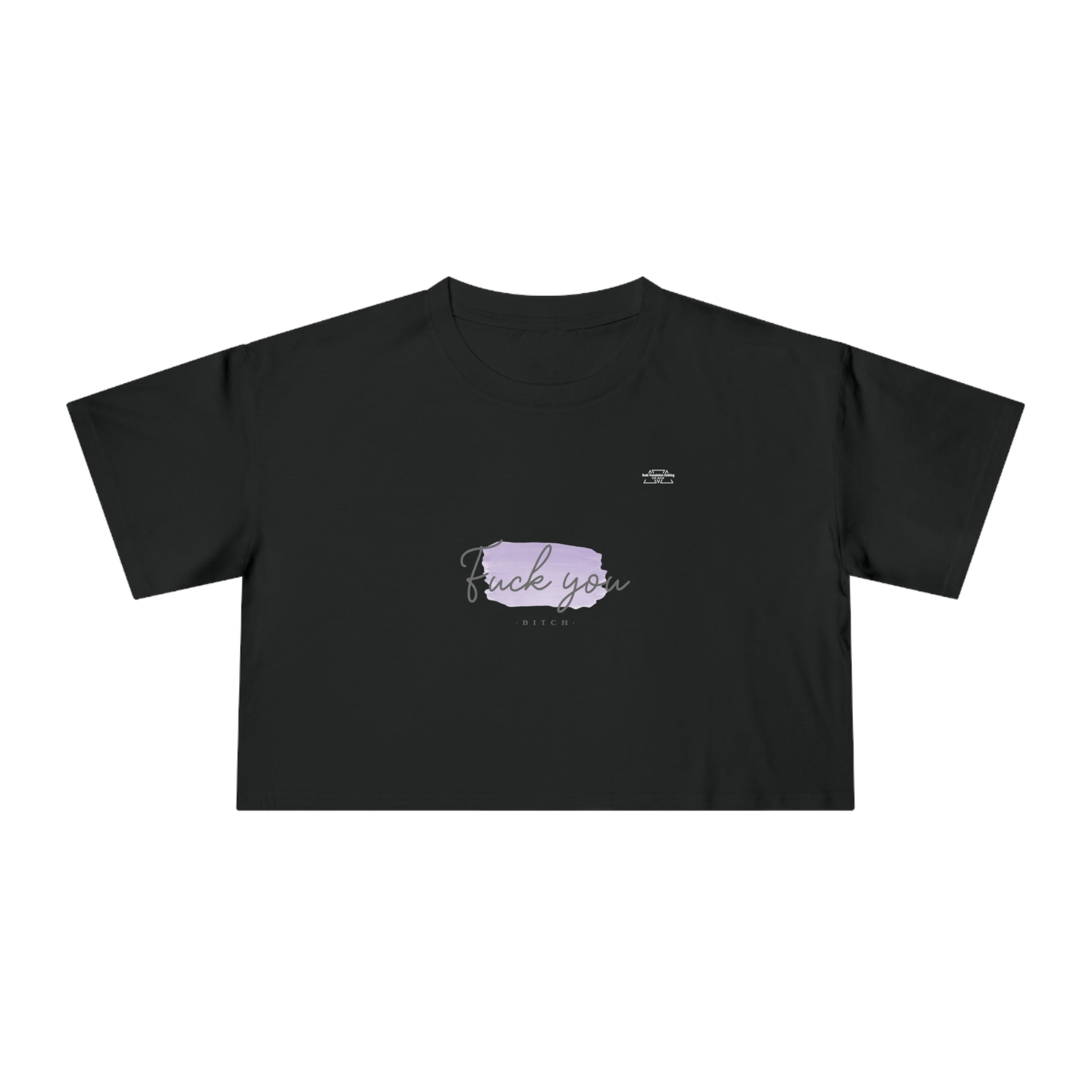 Purple - Women's Crop Tee, English 'Fuck you bitch' - Rude Translation Clothing